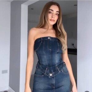 Zara Strapless Denim Corset Size Lg